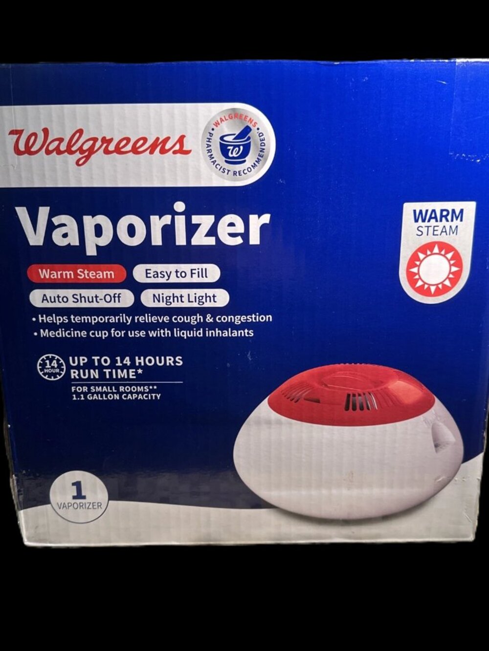 Walgreens Vaporizer Warm Steam Humidifier | Night Light 1.1 Gallon Auto Shut-Off